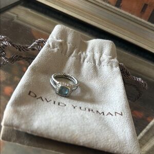 David Yurman Silver Ring with Blue Stone